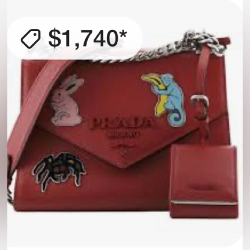 RARE✨Prada Red Monochrome Embellished small shoulder bag✨ - Picture 14 of 15